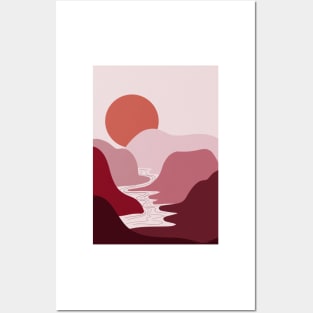 Modern Pink And Purple Mountains Posters and Art